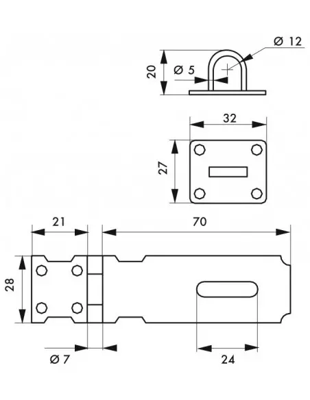 Porte-cadenas acier zingué 75 mm