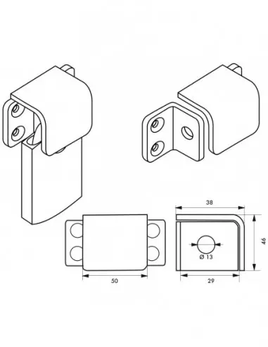 Porte-cadenas pour porte coulissante ouverture à gauche Porte-cadenas pour porte coulissante ouverture à gauche