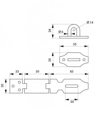 Porte-cadenas recouvrement acier 140 mm Porte-cadenas recouvrement acier 140 mm