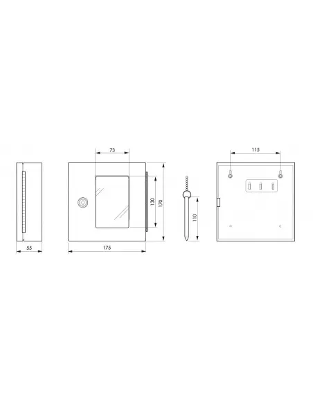 Boite à clés de secours murale - 2 clés - 170 x 175 x 55 mm