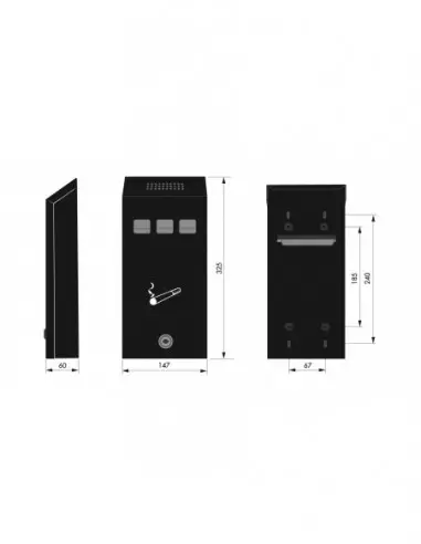 Cendrier mural - 2 clés 325 x 147 x 60 mm Cendrier mural - 2 clés 325 x 147 x 60 mm