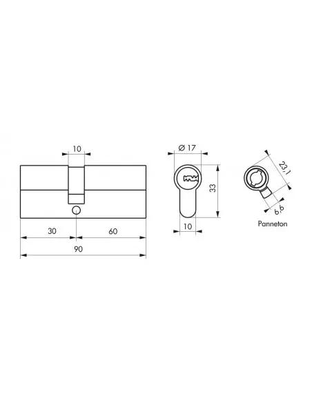 CYLINDRE TRANSIT 2 URGENCE 30X60 NICKELE 4 CLES