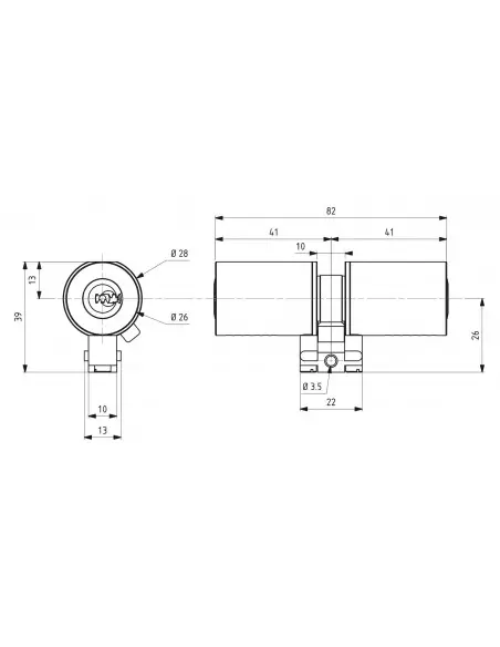 CYLINDRE ADAPTATEUR T2 FIC 41X41MM DIAM26 4CL