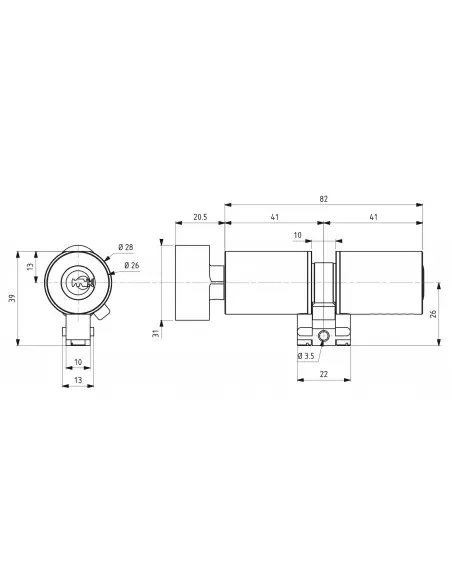 CYLINDRE ADAPTATEUR T2 FIC 41X41MMBT DIAM26 4CL