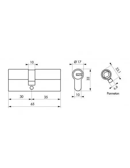 Cylindre 30x35 mm 5 clés longues fonction urgence