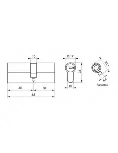Cylindre 35x30mm snap 30 mm nickelé 4 clé 2