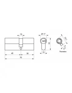 Cylindre 40x30 mm snap 30 mm 4 clés 2