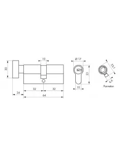 Cylindre à bouton 32 x 32 mm 2
