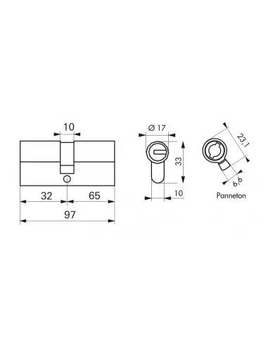 Cylindre de serrure double entrée Federal S, 30x65mm, nickel, anti-arrachement, anti-perçage, 5 clés - THIRARD Cylindre de serrure double entrée Federal S, 30x65mm, nickel, anti-arrachement, anti-perçage, 5 clés - THIRARD