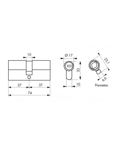 Cylindre de serrure double entrée Federal S, 35x35mm, nickel, anti-arrachement, anti-perçage, 5 clés - THIRARD Cylindre de serrure double entrée Federal S, 35x35mm, nickel, anti-arrachement, anti-perçage, 5 clés - THIRARD
