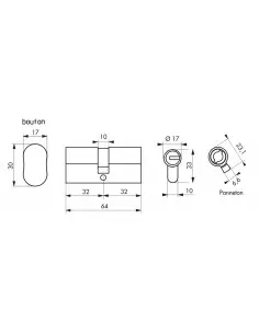 Cylindre federal s - à bouton 32x32mm 5 clés 2