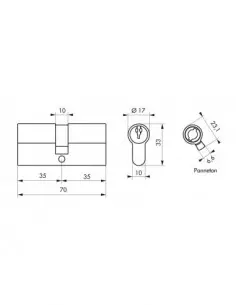 Cylindre 35 x 35 mm 3 clés nickelé 2