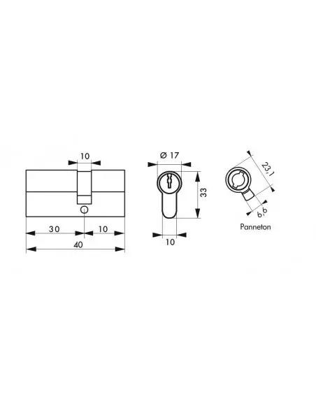 Cylindre hg5+ 30x10mm 5 clés panneton orientable