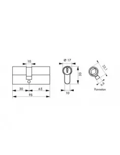 Cylindre hg5+ 30x65mm 5 clés 2