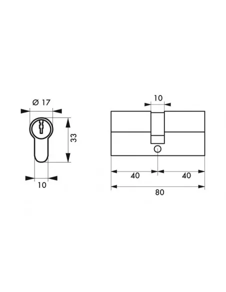 Cylindre hg5+ 40x40mm 5 clés