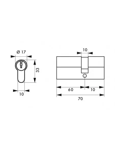 Cylindre hg5+ 60x10mm 5 clés