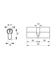 Cylindre hg5+ 35x30mm snap côté 30 mm nickelé 5 clés 2