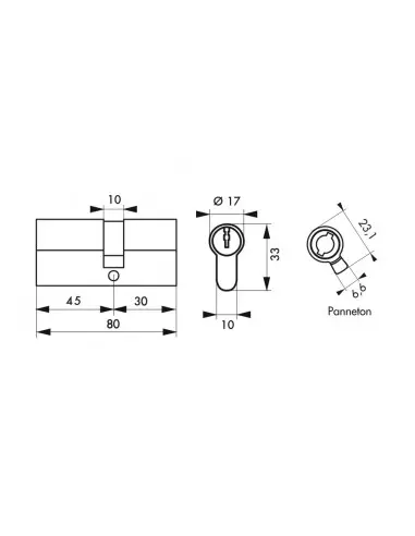 Cylindre hg5+ 45x30mm snap côté 30 mm nickelé 5 clés Cylindre hg5+ 45x30mm snap côté 30 mm nickelé 5 clés