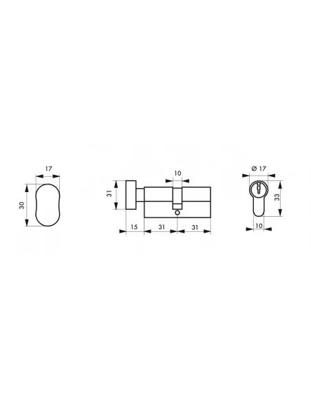 Cylindre hg6+ 31btx31mm 5 clés panneton orientable