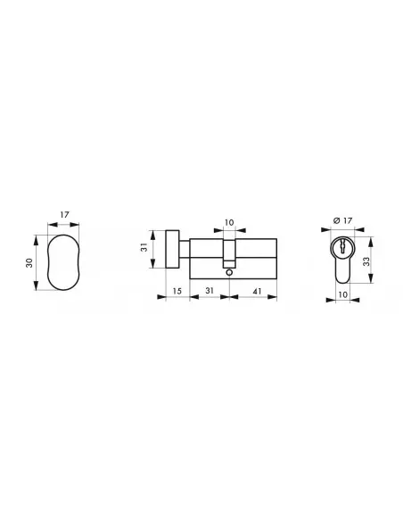 Cylindre hg6+ 31btx41mm 5 clés panneton orientable