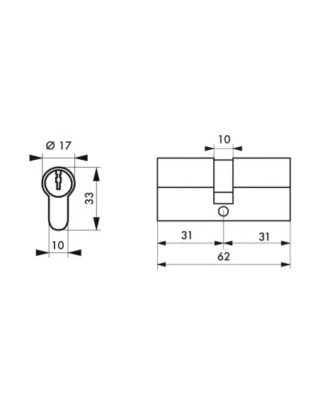 Cylindre hg6+ 31x31mm 5 clés panneton orientable