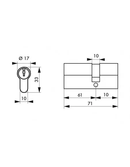 Cylindre hg6+ 61x10mm 5 clés panneton orientable