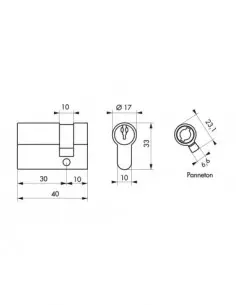 Demi-cylindre 30 x 10 mm panneton orientable 2
