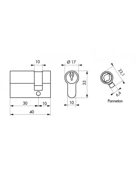 Demi-cylindre 30 x 10 mm panneton orientable