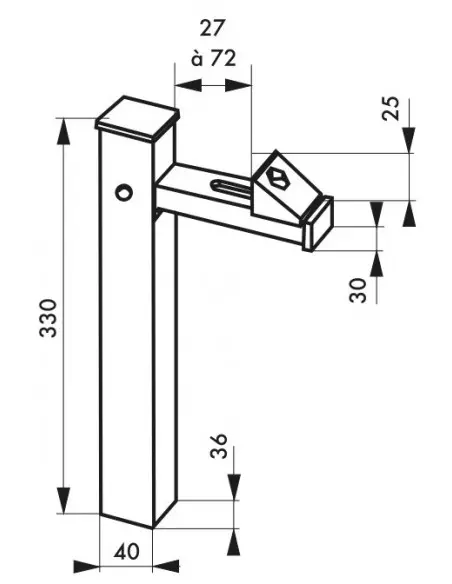 Arrêt de portail vertical aluminium anodisé