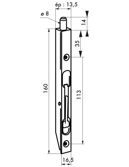 Verrou a onglet à bascule 160 mm