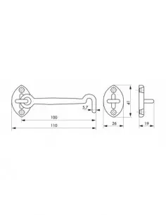 Crochet chromé 100 mm 2