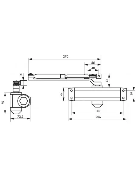 Ferme porte hydraulique eco argent force 4