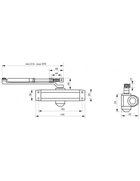 Ferme porte hydraulique eco - 30 kg arrêt à 90°