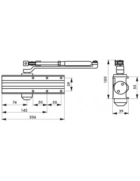 Ferme-porte hydraulique design réversible argent avec bras standard force 3