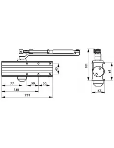 Ferme-porte hydraulique design réversible noir avec bras coulisse antivandalisme force 3 2