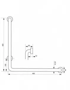 Barre de maintien angle 90° Ø32mm l.350mm - inox brossé 2