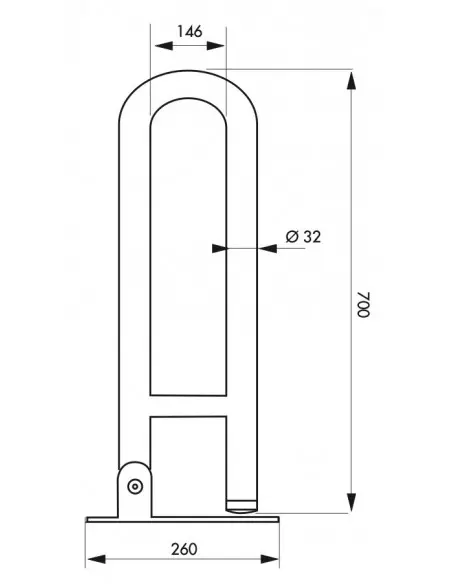 Barre de maintien rabattable Ø32mm l.700mm - inox poli