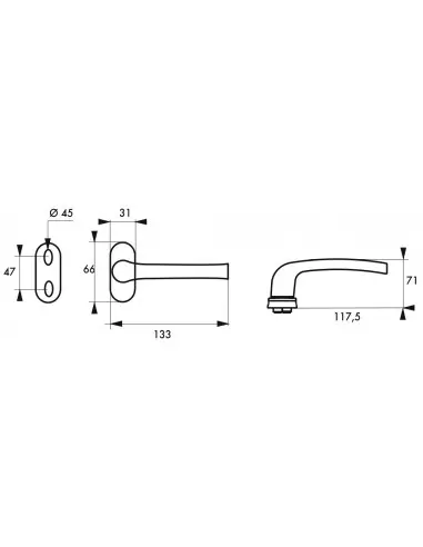 Bequille double carré 8 mm argent f1 Bequille double carré 8 mm argent f1