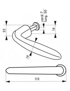 Bequille simple deauville marron sans portée carré 7 longeur 50mm avec arrêt 2