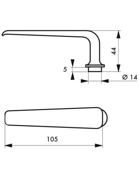 Bouton bequille carré 6 mm 1 portée