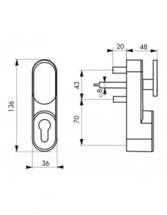 Bouton de manoeuvre exterieur laqué gris - sans cylindre profilé 2