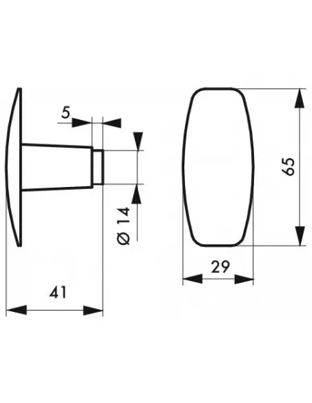 Bouton double carré 6 mm 1 portée