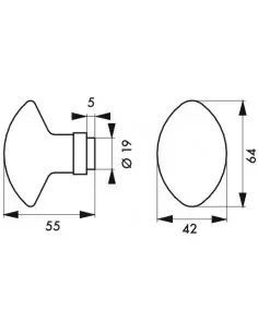 Bouton double carré 6 mm avec fourreau adaptateur 7 mm 2 portées 2