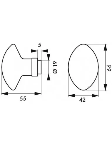 Bouton double carré 6 mm avec fourreau adaptateur 7 mm 2 portées Bouton double carré 6 mm avec fourreau adaptateur 7 mm 2 portées