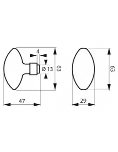 Bouton double ovoide carré 6x90mm 1 portée noir 2