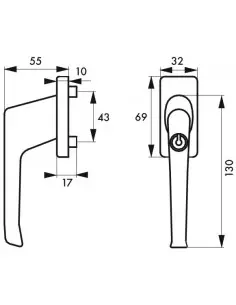 Bequille fenêtre clé champagne avec vis de pose 2