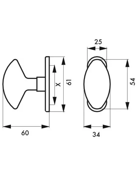 Bouton laiton poli sur platine avec vis de pose