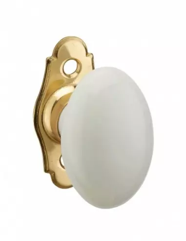 Bouton porcelaine sur platine avec vis de pose