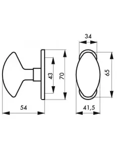 Bouton porcelaine sur platine avec vis de pose 2