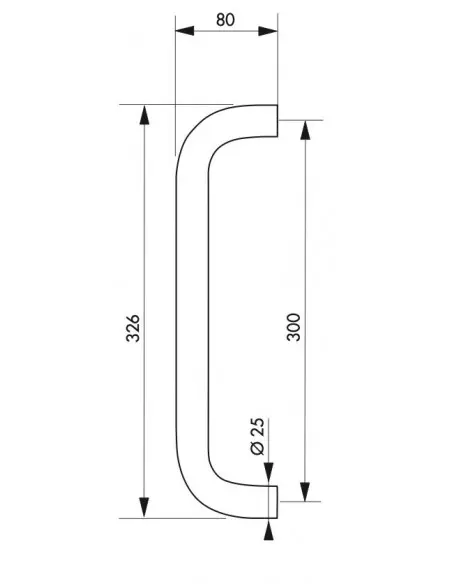 Paire de poignées tirage inox d 25 de porte battante - ea 300mm